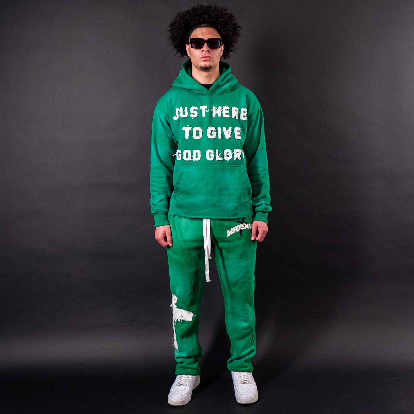 Green "Just Here To Give God Glory" Hoodie