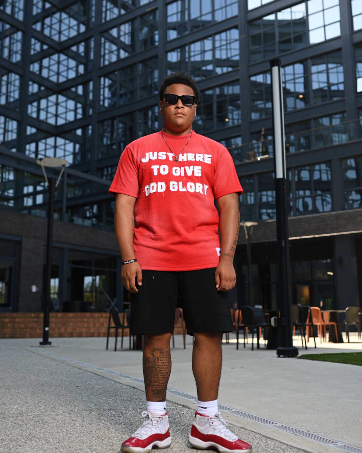 Red "Just Here To Give God Glory" Shirt