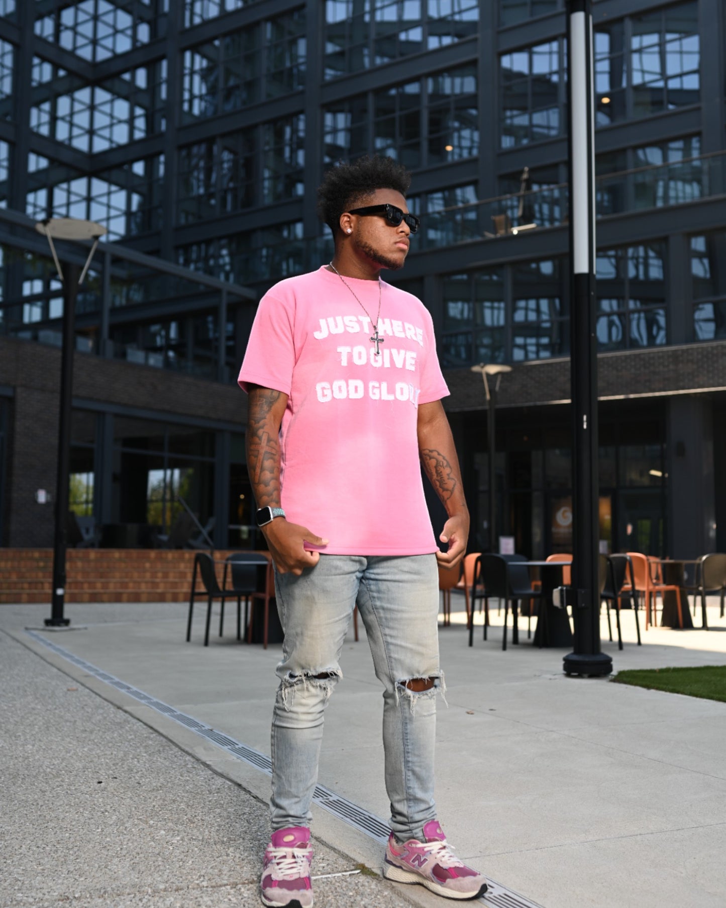 Pink "Just Here To Give God Glory" Shirt