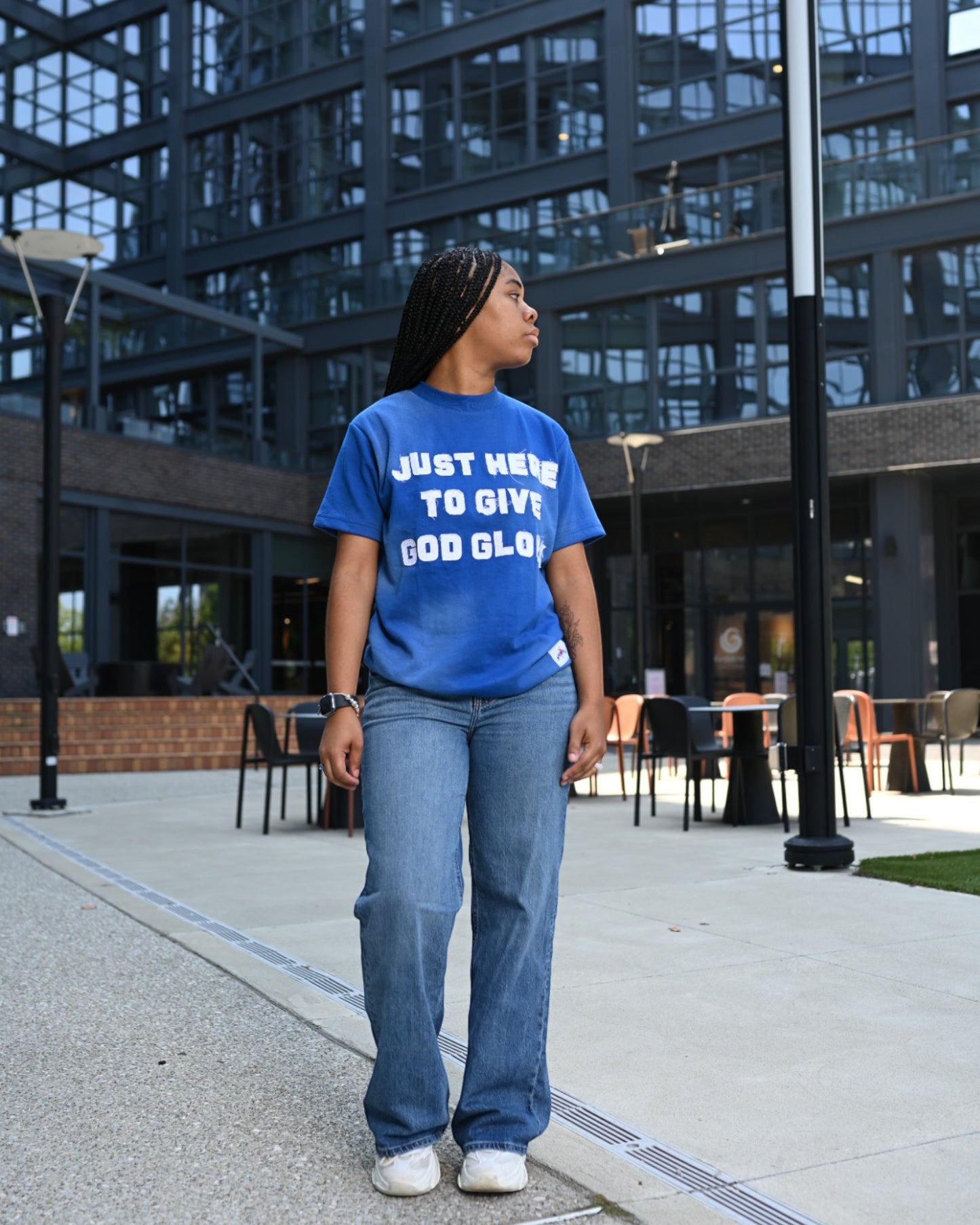 Blue "Just Here To Give God Glory" Shirt