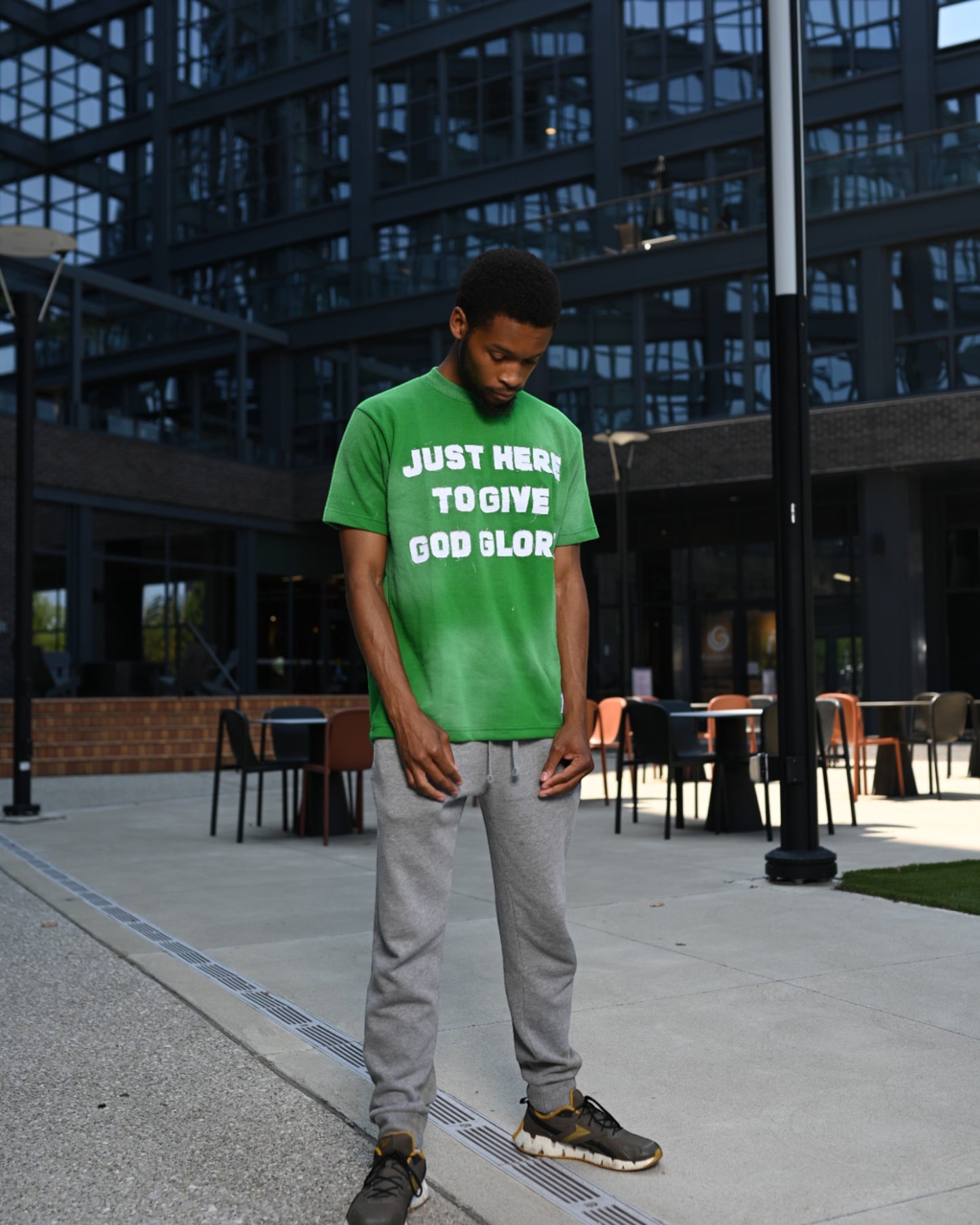Green "Just Here To Give God Glory" Shirt
