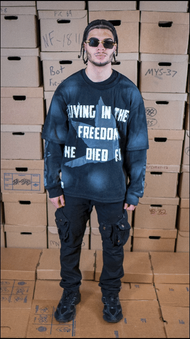 Black "Freedom" Doubled Layered Tee