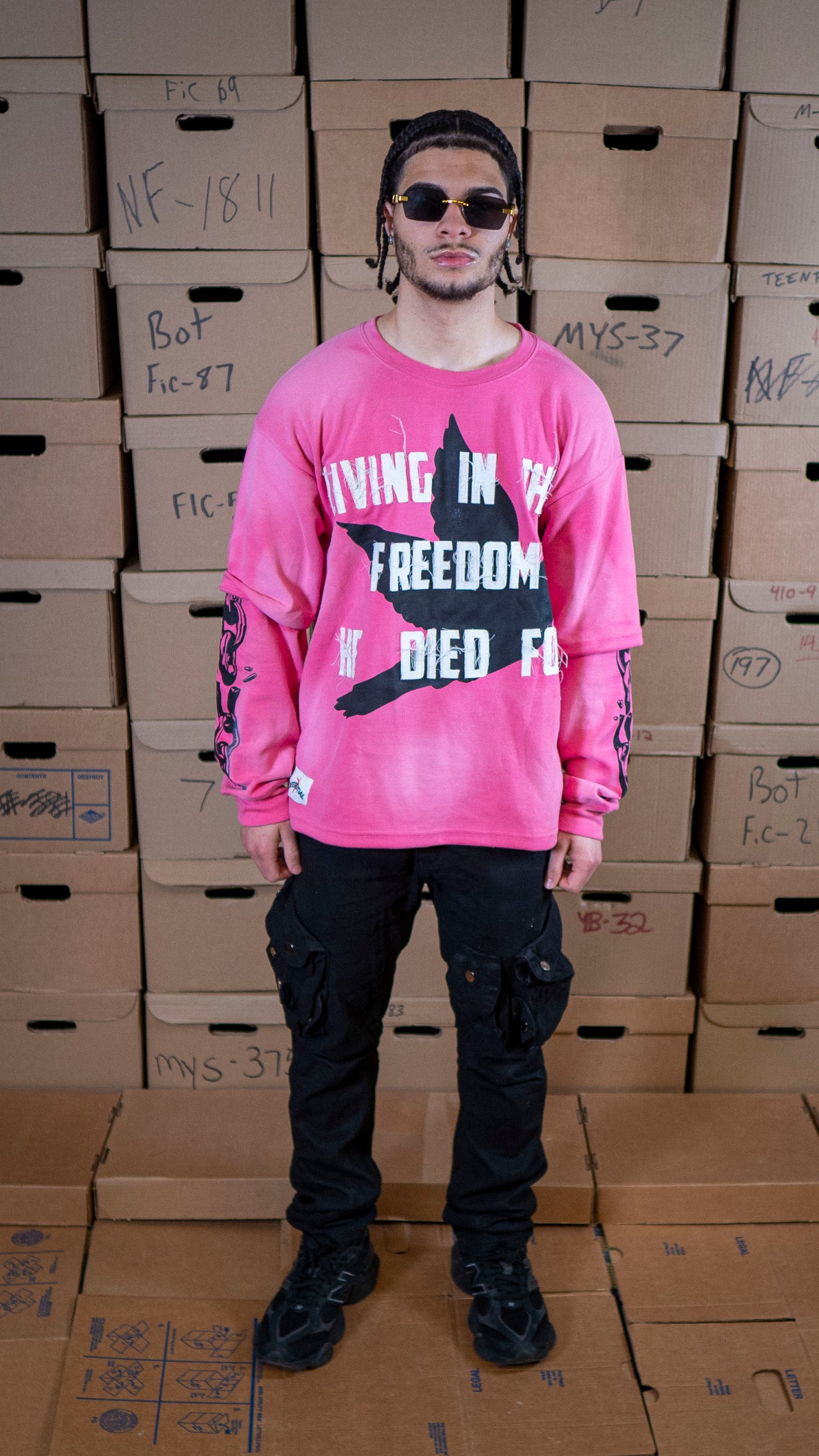 Pink "Freedom" Double Layered Tee