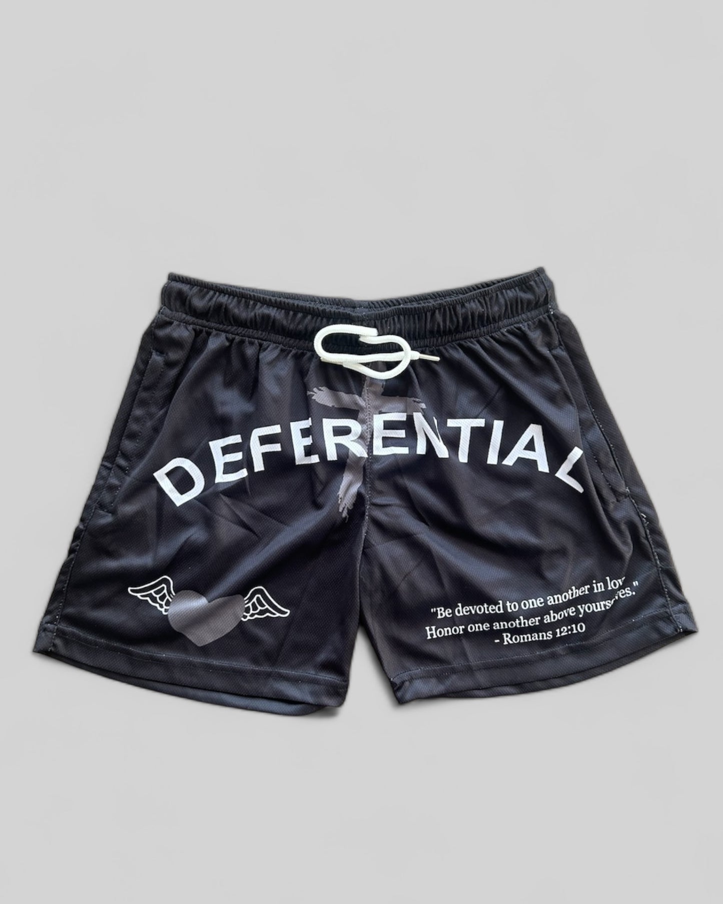 Black "Deferential" Mesh Shorts