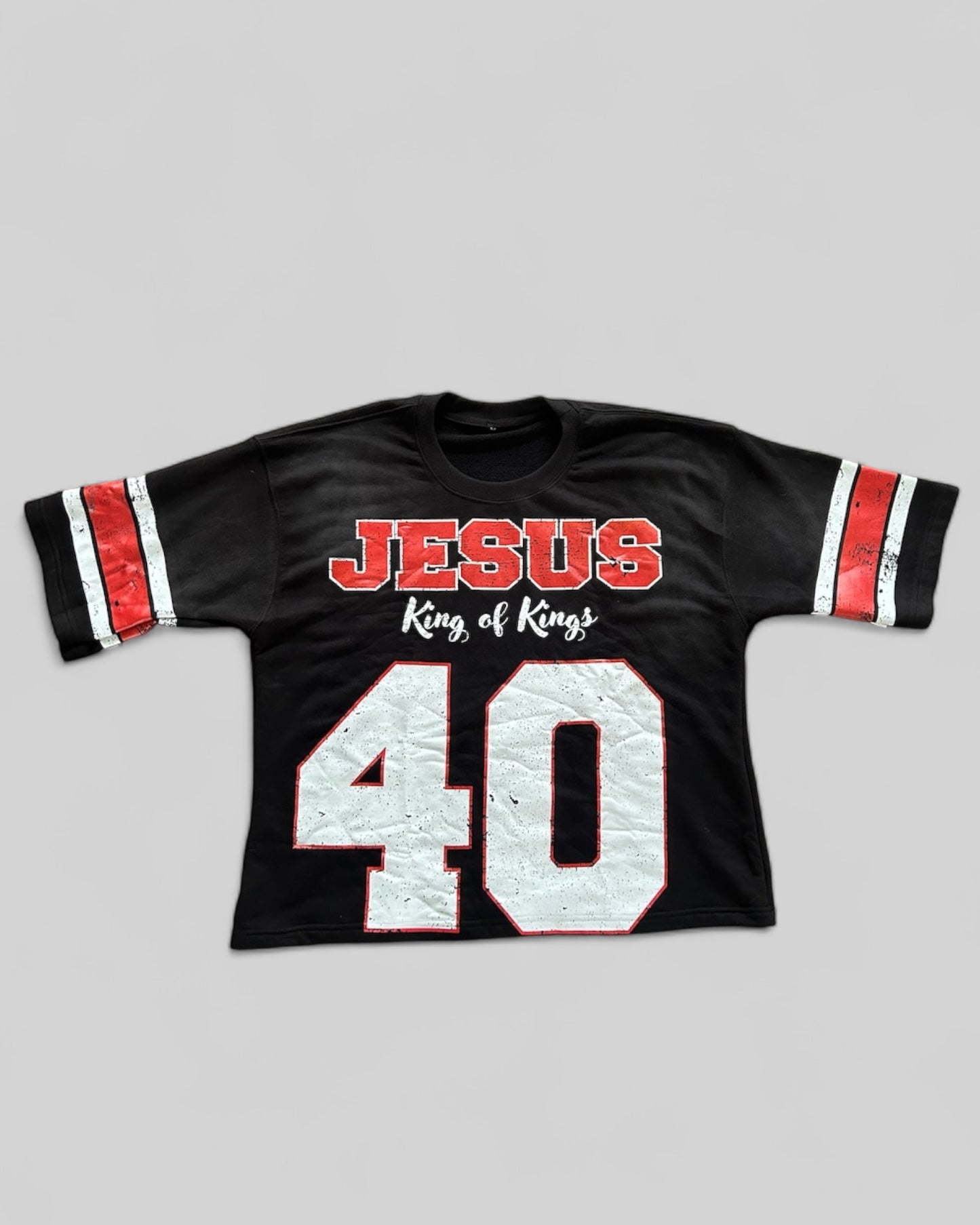 BLACK AND RED "JESUS 40" SHIRT JERSEY
