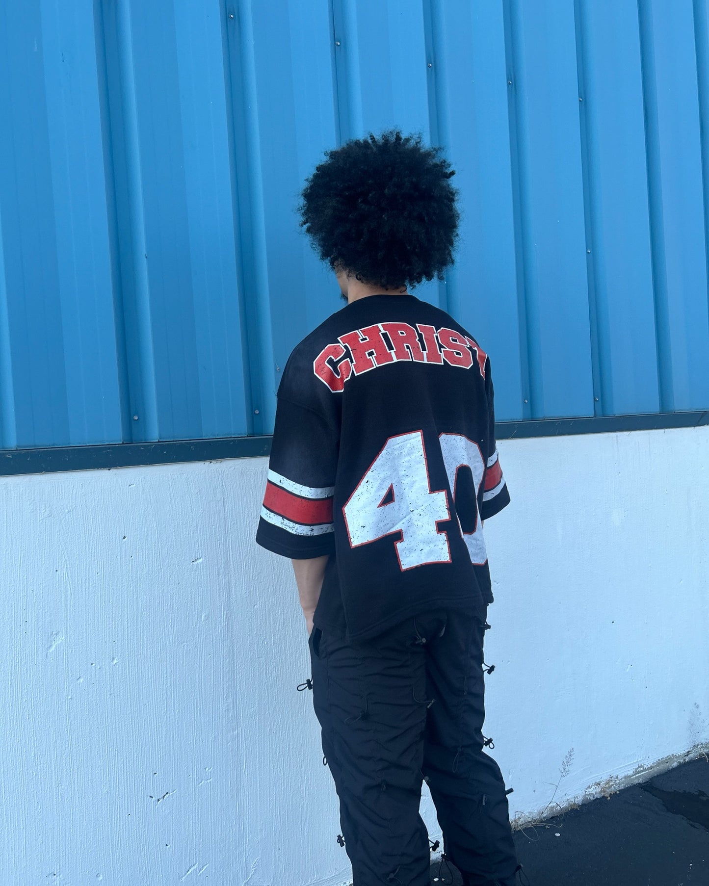 BLACK AND RED "JESUS 40" SHIRT JERSEY