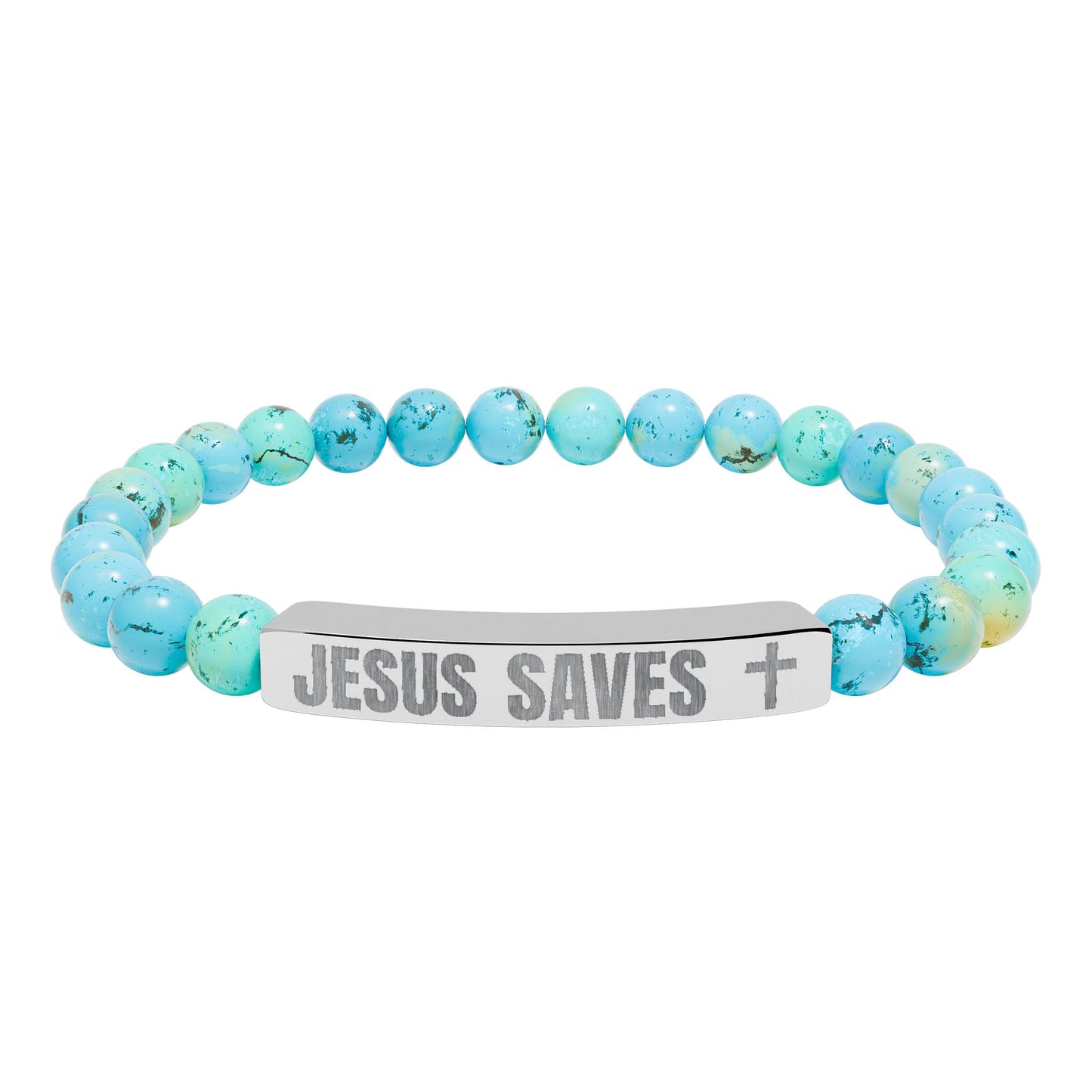 Jesus Saves Stone Bracelet (Turquoise)