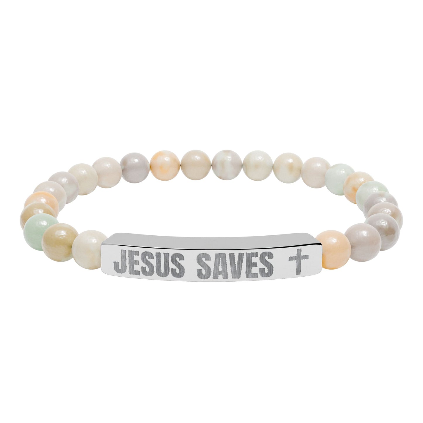 Jesus Saves Stone Bracelet (Amazonite)