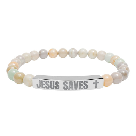 Jesus Saves Stone Bracelet (Amazonite)