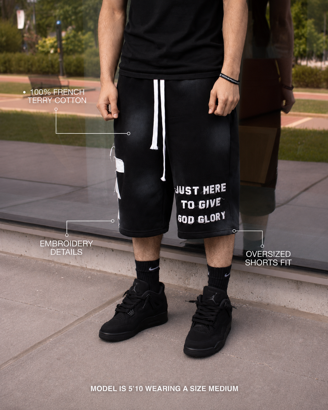 Black "Glory" Shorts *PREORDER