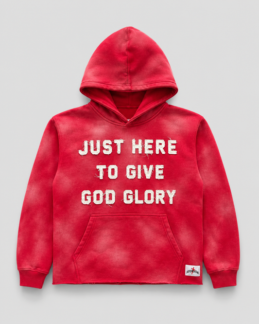 Red “Just Here To Give God Glory” Hoodie