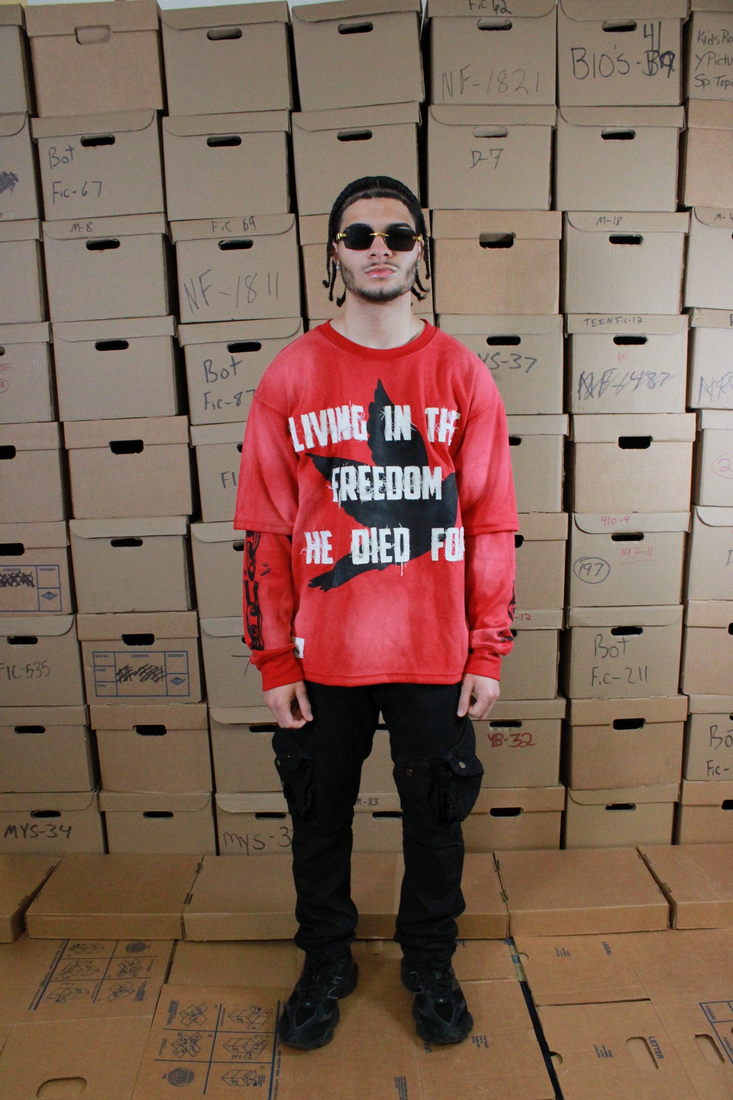 Red "Freedom" Doubled Layered Tee