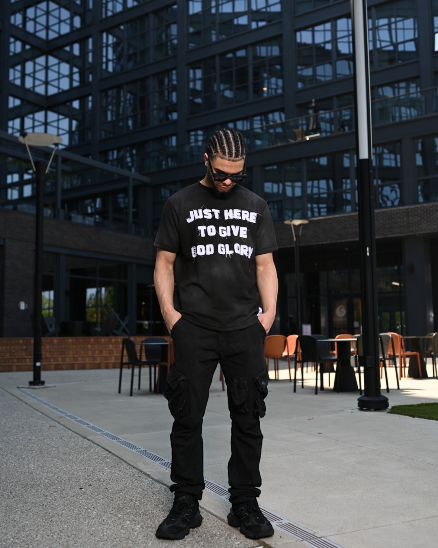 Black "Just Here To Give God Glory" Shirt
