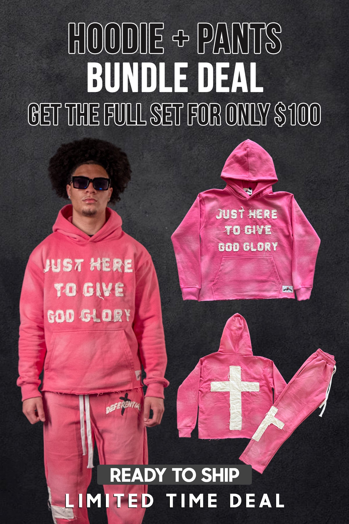 Pink "Just Here To Give God Glory" Set
