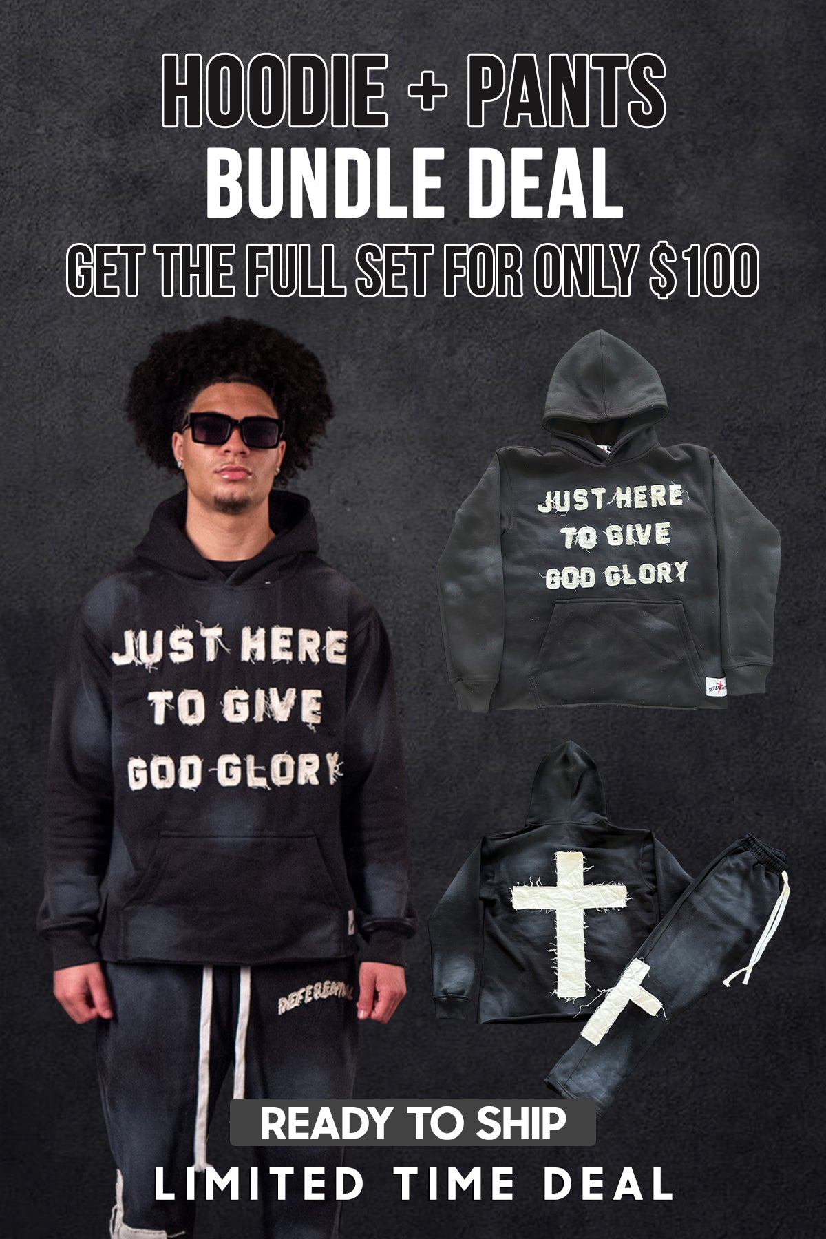 Black "Just Here To Give God Glory" Set