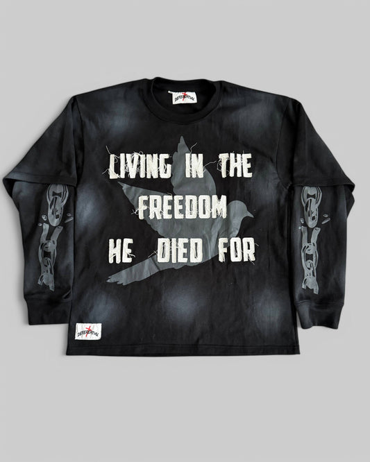 Black "Freedom" Doubled Layered Tee