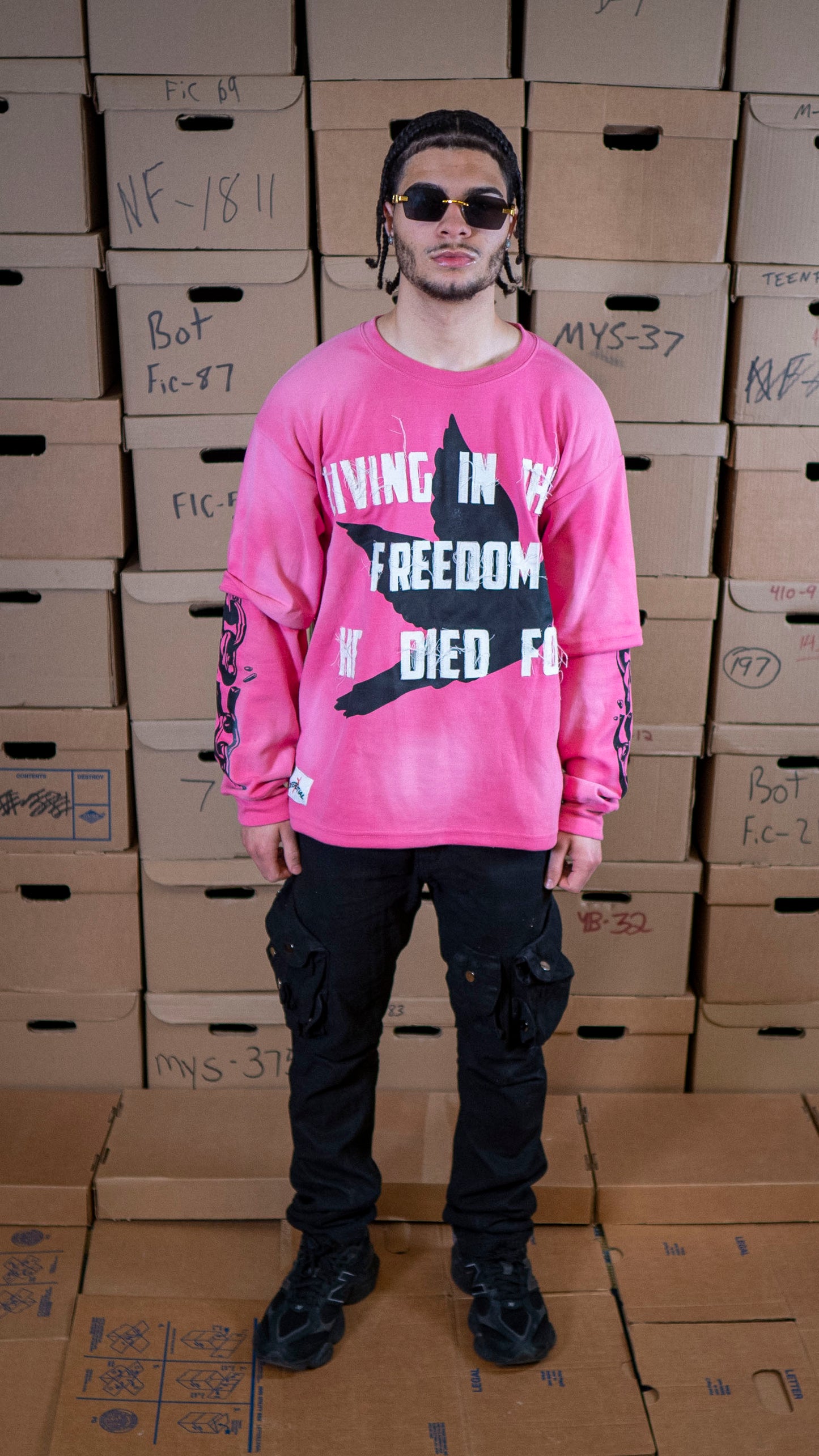 Pink "Freedom" Double Layered Tee