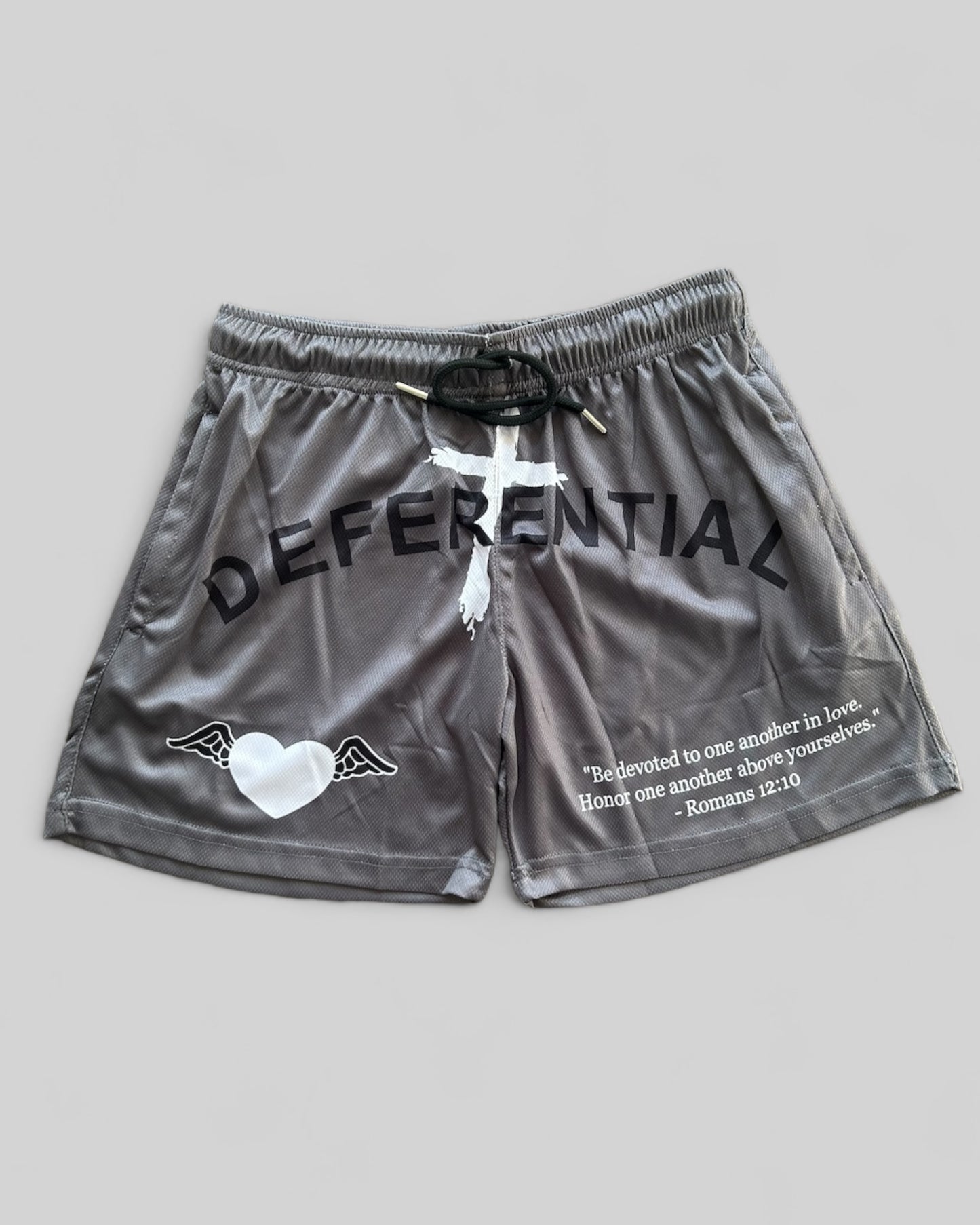 Grey "Deferential" Mesh Shorts