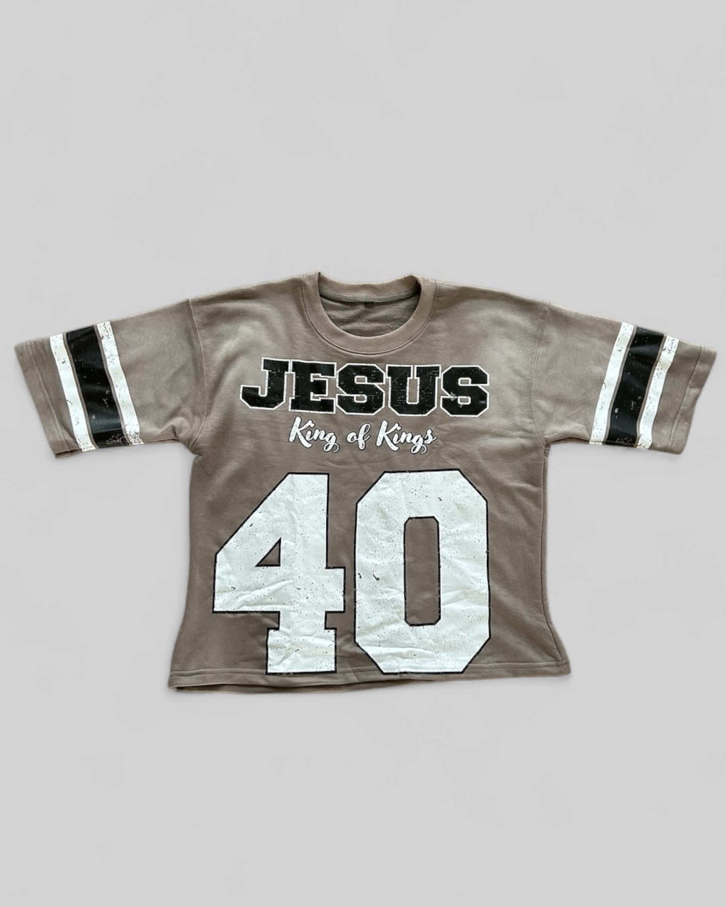 GREY AND BLACK "JESUS 40" SHIRT JERSEY